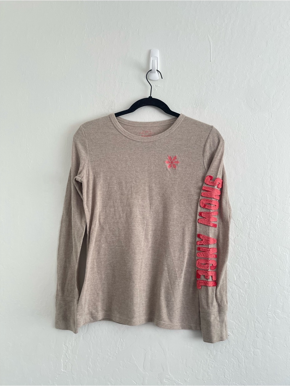 Y2K Old Navy Snow Angel Beige Waffle Knit Long Sleeve Top Womens Size Medium